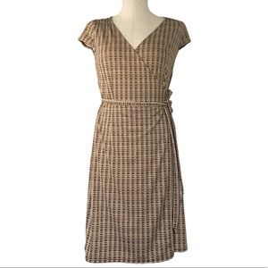 Ann Taylor Loft Petites Stretch Faux Wrap Dress - Brown/Cream Print, Size 2P